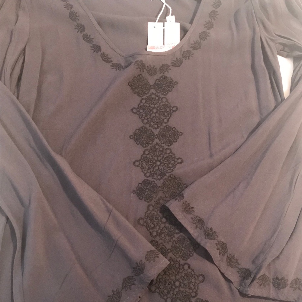 Charcoal Gray Tunic with embroidery - new w/tags